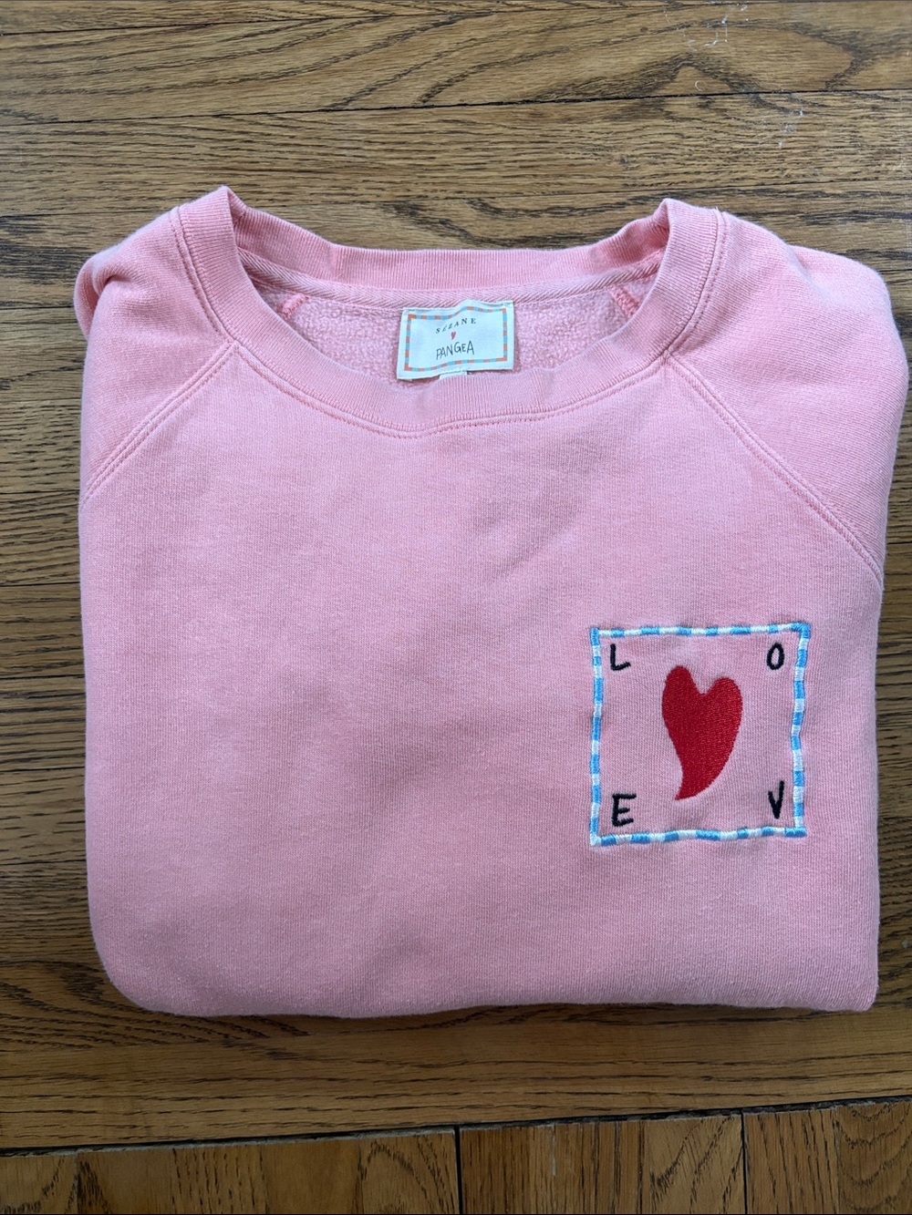 Sézane Pink Sweatshirt with Red Heart Patch - Picture 2 of 4